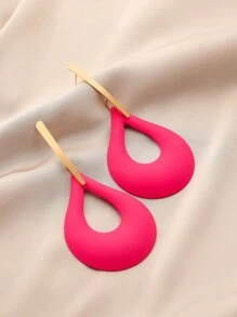 Dellgoo 鏤空水滴形耳墜 - 玫紅色 - 查看 2