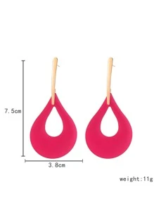 Dellgoo 鏤空水滴形耳墜 - 玫紅色 - 查看 4