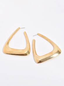 Triangle Cuff Hoop Earrings - Yellow Gold - View 3