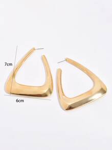 Triangle Cuff Hoop Earrings - Yellow Gold - View 4