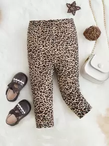 SHEIN Leap Crew Baby Girl Leopard Print Leggings - Multicolor - View 1