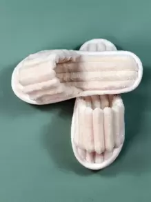 Fall/Winter Women's Fashionable Solid Color Bedroom Slippers, Simple And Fluffy, Beige,Furry Shoes - Beige - View 4