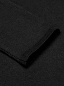 男士素色高領T恤 - 黑色 - 查看 6