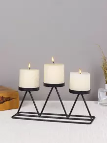 1pc Iron Art Matte Metallic Finish European Style Candle Holder For Wedding, Dinner Party Home Decor (fits 5cm Diameter Candles) - Black - View 2