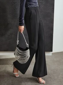 MOTF PREMIUM Đường may Quần ống loe - màu đen - Xem 5