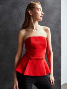 MOTF PREMIUM BOW BELT TUBE TOP - Red - View 6