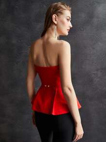 MOTF PREMIUM BOW BELT TUBE TOP - Red - View 3