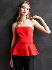 MOTF PREMIUM BOW BELT TUBE TOP - Red - View 10