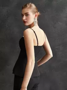 MOTF PREMIUM Hai tông màu Lay động Cami ngọn - màu đen - Xem 7