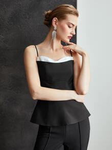 MOTF PREMIUM Hai tông màu Lay động Cami ngọn - màu đen - Xem 8