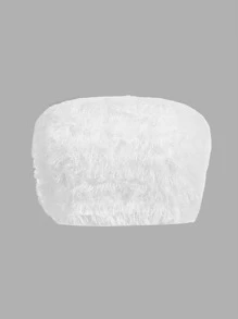 SHEIN BAE Top tubo corto unicolor de peluche - Blanco - Ver 1