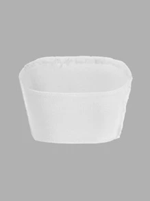 SHEIN BAE Top tubo corto unicolor de peluche - Blanco - Ver 2