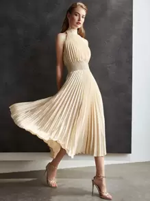 MOTF PREMIUM Plisse Dây Váy tao nhã - Rượu sâm banh - Xem 2