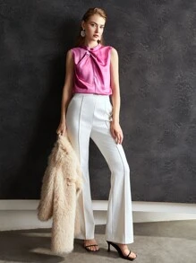 MOTF GATHERED MOCK NECK TOP - Pink - View 4