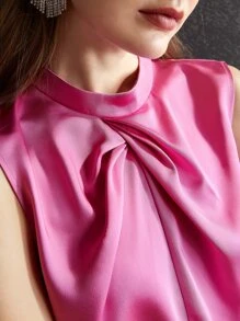 MOTF GATHERED MOCK NECK TOP - Pink - View 5