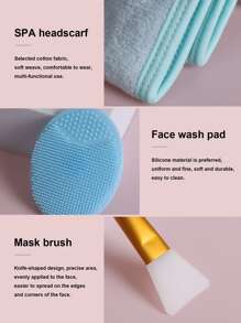 3pcs Facial Sheet Brush Set - Blue - View 3