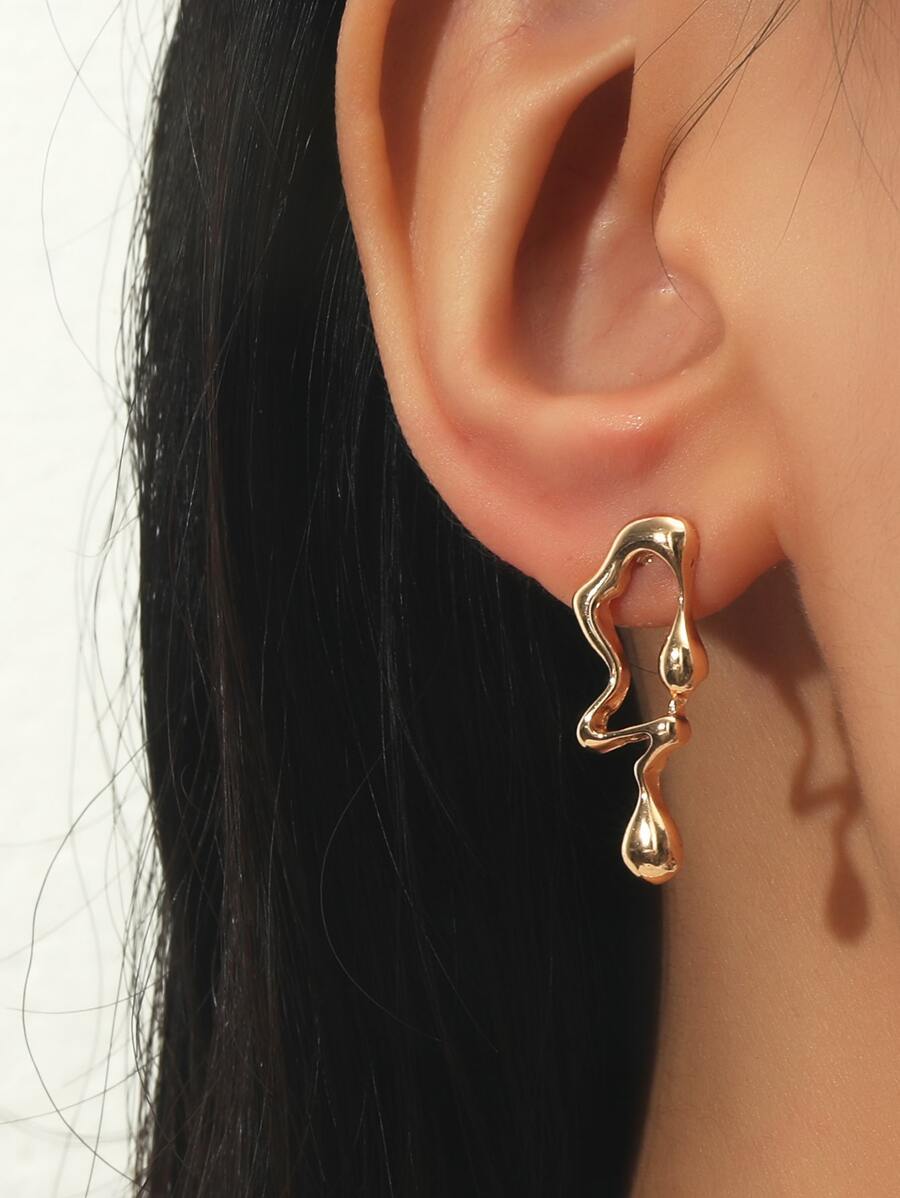 1雙簡約風創意不對稱水滴和音符設計耳環,適用於女士們日常穿著和工作