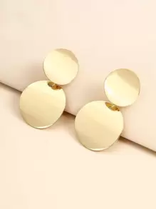 Round Decor Drop Earrings - Yellow Gold - View 1