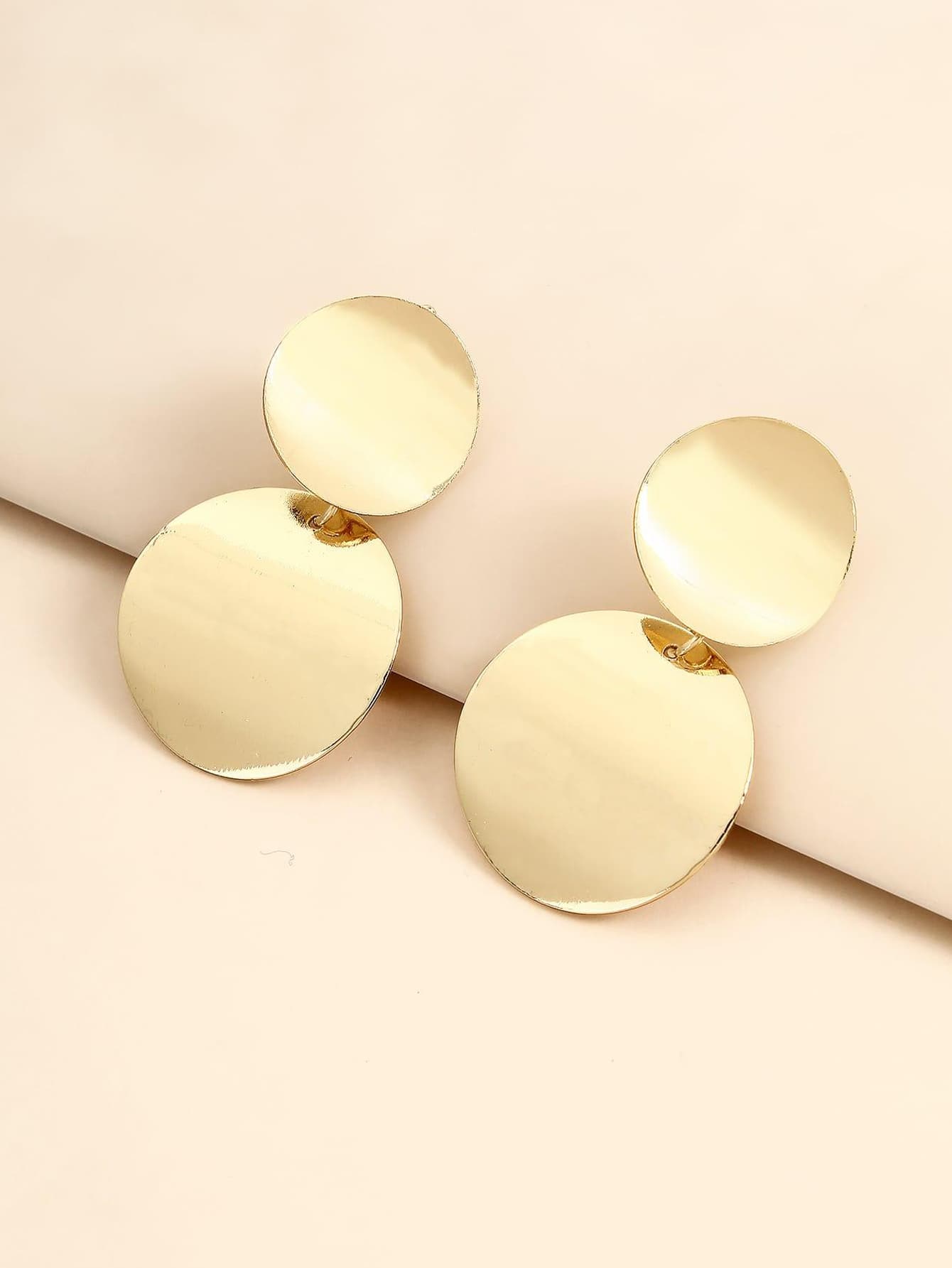 Round Decor Drop Earrings - Yellow Gold - View 1