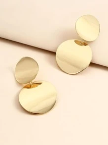 Round Decor Drop Earrings - Yellow Gold - View 2