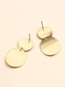 Round Decor Drop Earrings - Yellow Gold - View 3