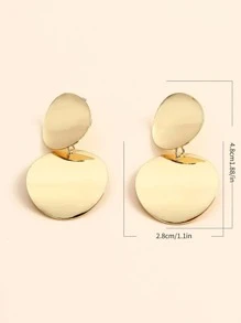 Round Decor Drop Earrings - Yellow Gold - View 4