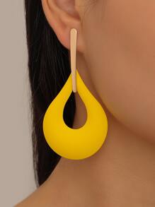 Dellgoo Hollow Out Water Drop Earrings - Yellow - View 1