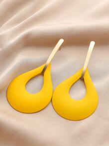 Dellgoo Hollow Out Water Drop Earrings - Yellow - View 2