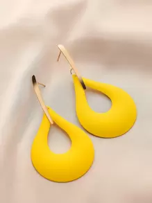 Dellgoo Hollow Out Water Drop Earrings - Yellow - View 3
