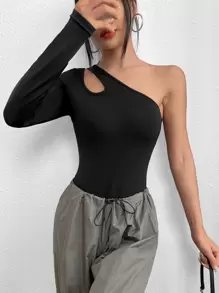 SHEIN BAE Body de un hombro con abertura