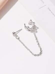 1 cái khuyên tai trang trí vương miện - Bạc - Xem 3