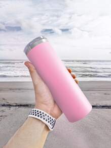 SHEIN Basic living 1pc Stainless Steel Insulated Bottle, 500ml Pink Vacuum Cup For Office - Pink - View 2