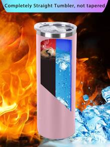 SHEIN Basic living 1pc Stainless Steel Insulated Bottle, 500ml Pink Vacuum Cup For Office - Pink - View 6