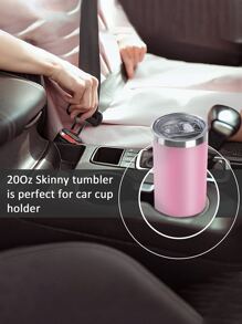 SHEIN Basic living 1pc Stainless Steel Insulated Bottle, 500ml Pink Vacuum Cup For Office - Pink - View 7