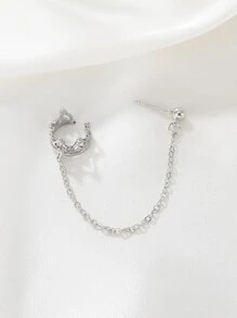 1 cái khuyên tai trang trí vương miện - Bạc - Xem 6