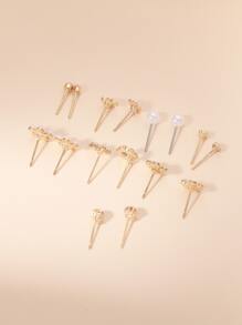 8pairs Flower & Faux Pearl Design Stud Earrings Valentines,Mom,Mother,Mother's Day,Gift