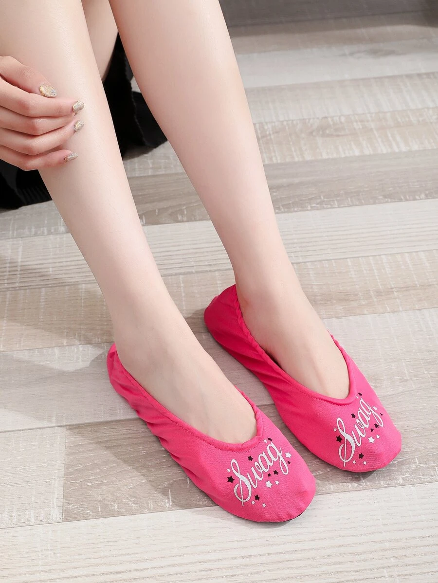 Bailarinas con estrella & con estampado de letra - Rosa Fucsia - Ver 1