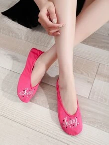 Bailarinas con estrella & con estampado de letra - Rosa Fucsia - Ver 4