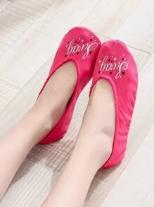 Bailarinas con estrella & con estampado de letra - Rosa Fucsia - Ver 6