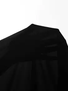 Slaydiva Áo sơ mi Plus Size Lộ Lưng Xù màu trơn Giải trí - màu đen - Xem 6