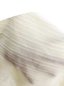 SHEIN Essnce Camisa de hombros caídos plisado & Pantalones de pierna ancha - Beis - Ver 3