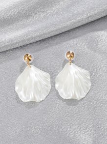 1pair Sweet Shell & Faux Pearl Pendant Earrings For Women
