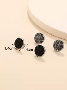 2 Pairs Fashion New Matte Starry Sky Round Stud Earrings Suitable For Women's Daily Wear - Multicolor - View 4