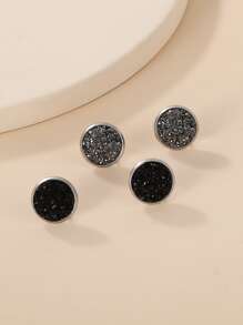 2 Pairs Fashion New Matte Starry Sky Round Stud Earrings Suitable For Women's Daily Wear - Multicolor - View 5