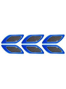 6 pièces Autocollant d'avertissement de sécurité en fibre de carbone réfléchissant pour voiture