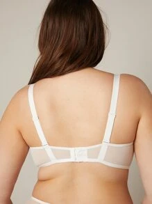 LUVLETTE Plus Sexy Lingerie Full Coverage Unlined Lace Bra - White - View 3