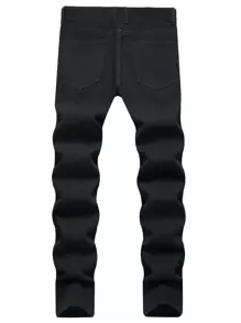 Men Ripped Solid Jeans - Black - View 2