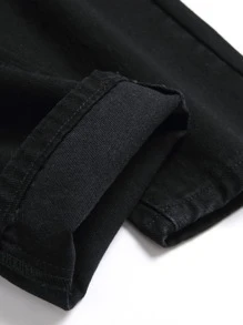 Men Ripped Solid Jeans - Black - View 3