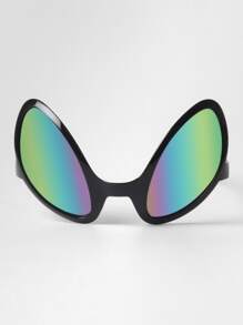 1 件男女通用黑框镜面外星人时尚眼镜，猫眼形，非常适合生日派对和舞会，时尚眼镜