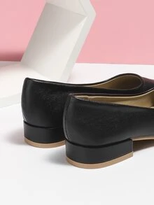 Minimalist Square Toe Ballet Flats - Black - View 3
